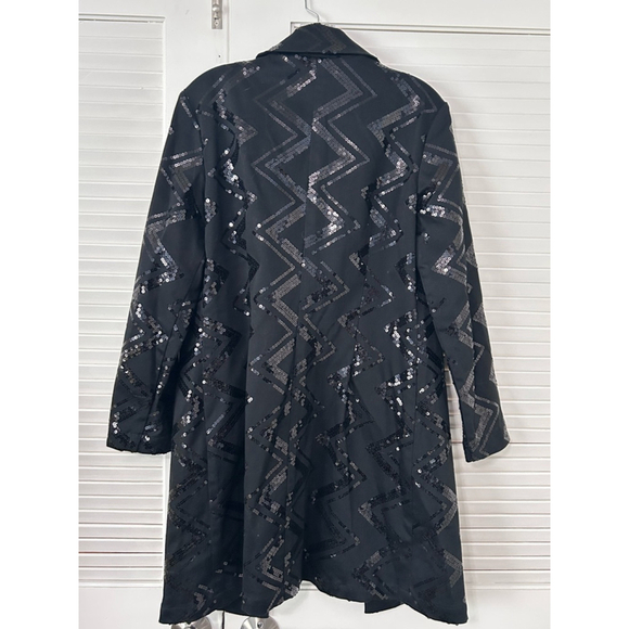 Vintage Domallo Long Blazer Size 6 Black Sequin - Picture 4 of 8